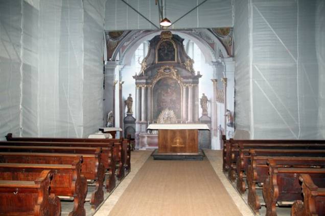 „Verkürzte“ Pfarrkirche St. Jakobus während der Bauzeit.